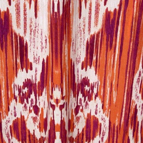 Jones NY Signature Blouse Top Orange Purple Taupe Waterfall Button Front LS S XL - Picture 8 of 10